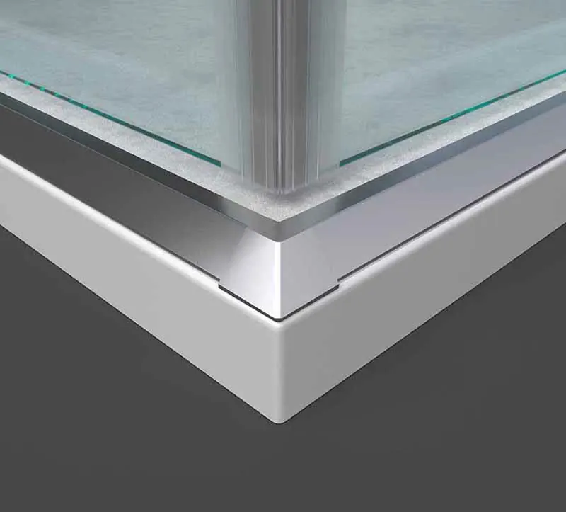 Box doccia BASIC quadrato apertura angolare 2 ante fisse-2 scorrevoli. Nessun profilo inferiore. Con trattamento anticalcare Finitura CROMO LUMINOSO. - immagine 3
