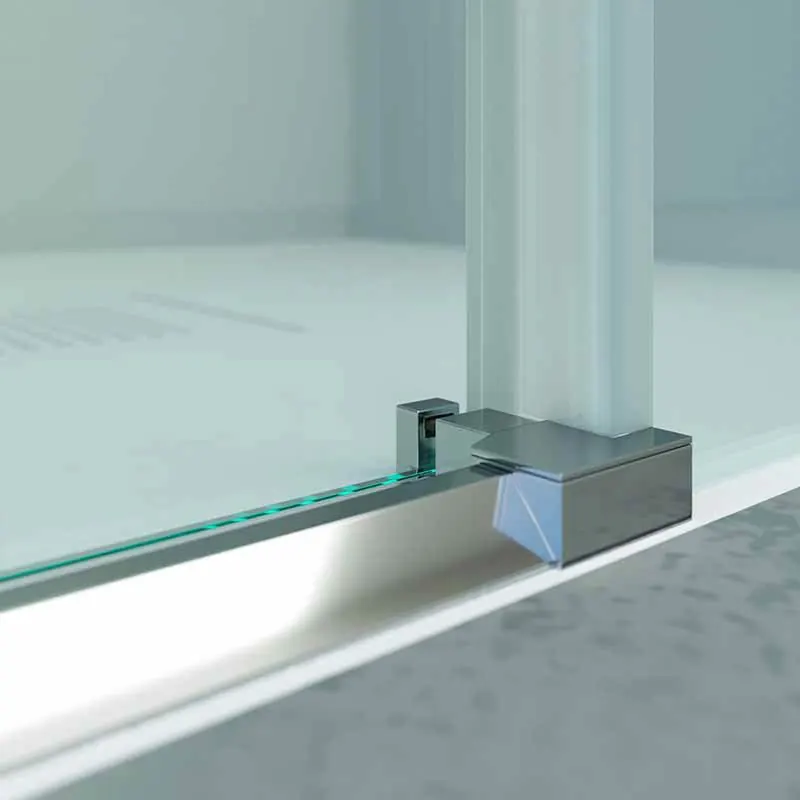 Box doccia BASIC quadrato apertura angolare 2 ante fisse-2 scorrevoli. Nessun profilo inferiore. Con trattamento anticalcare Finitura CROMO LUMINOSO. - immagine 7