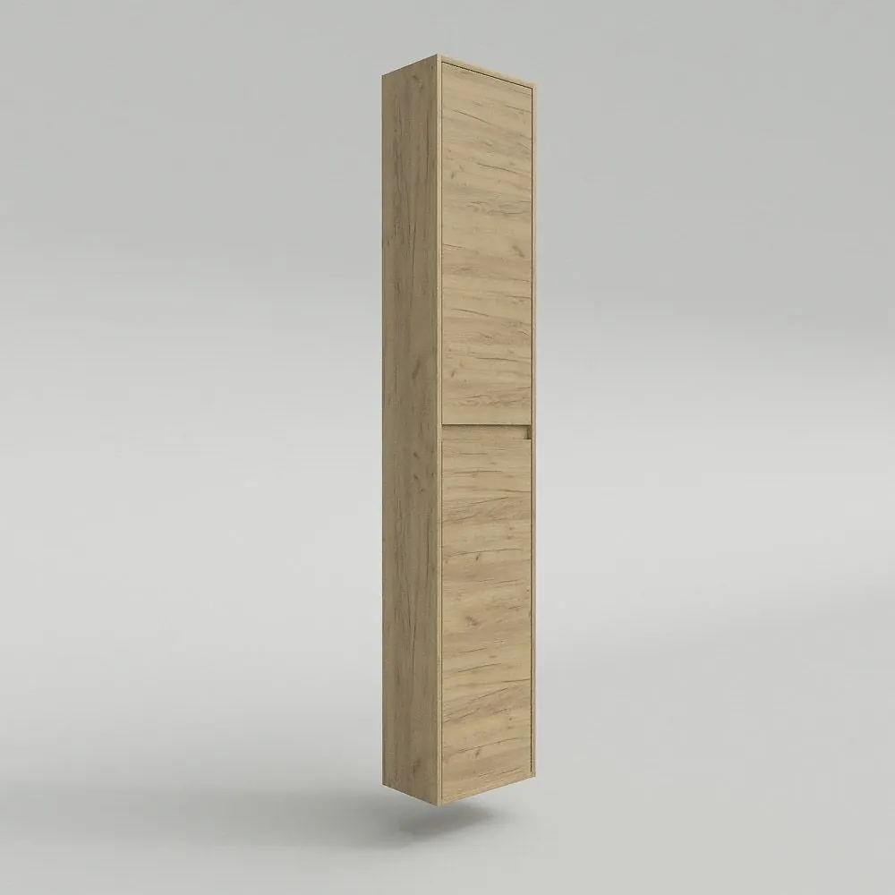 Colonna bagno 2 ante sospesa 185 cm x 35 cm x 25 cm finitura ROVERE CHIARO