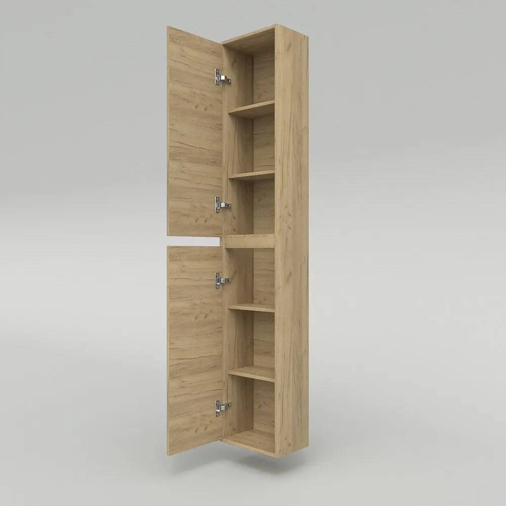 Colonna bagno 2 ante sospesa 185 cm x 35 cm x 25 cm finitura ROVERE CHIARO - immagine 4