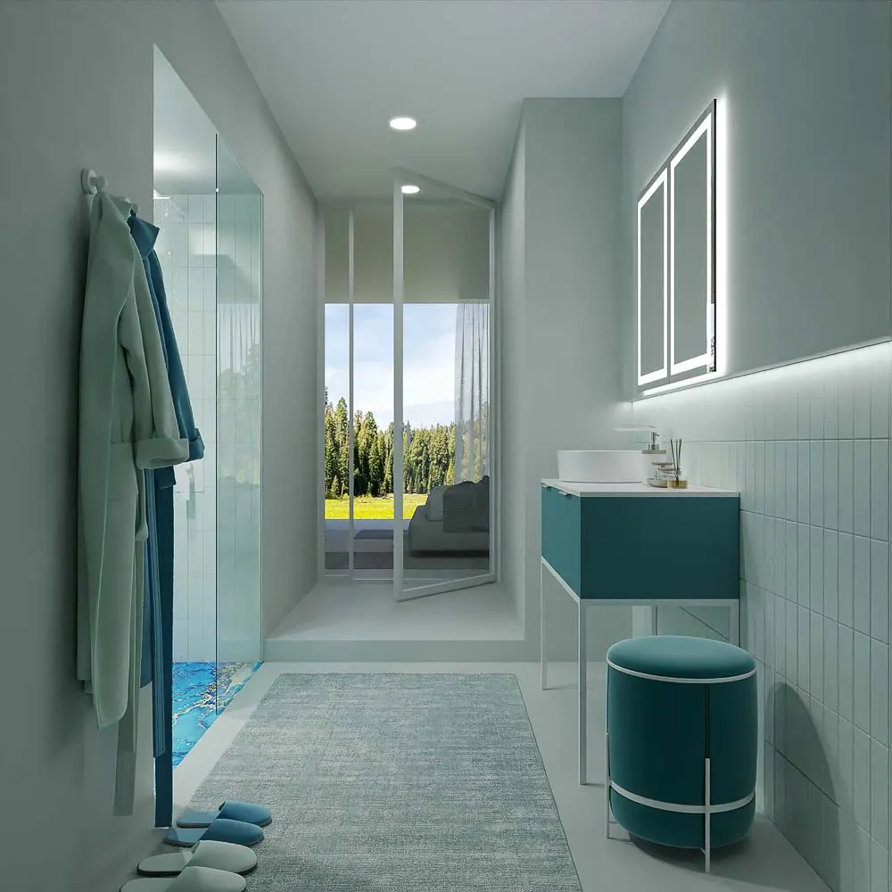 Mobile bagno ELLA con gambe 2 cassetti finitura OCEAN - immagine 5