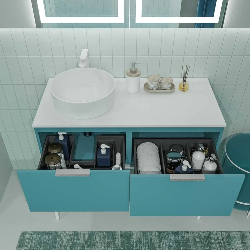 Mobile bagno ELLA con gambe 2 cassetti finitura OCEAN - immagine 2
