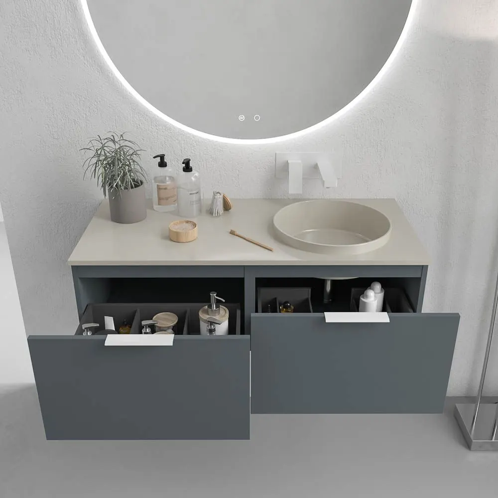 Mobile bagno sospeso EMMA con 2 cassetti, finitura GRAFITE - immagine 3