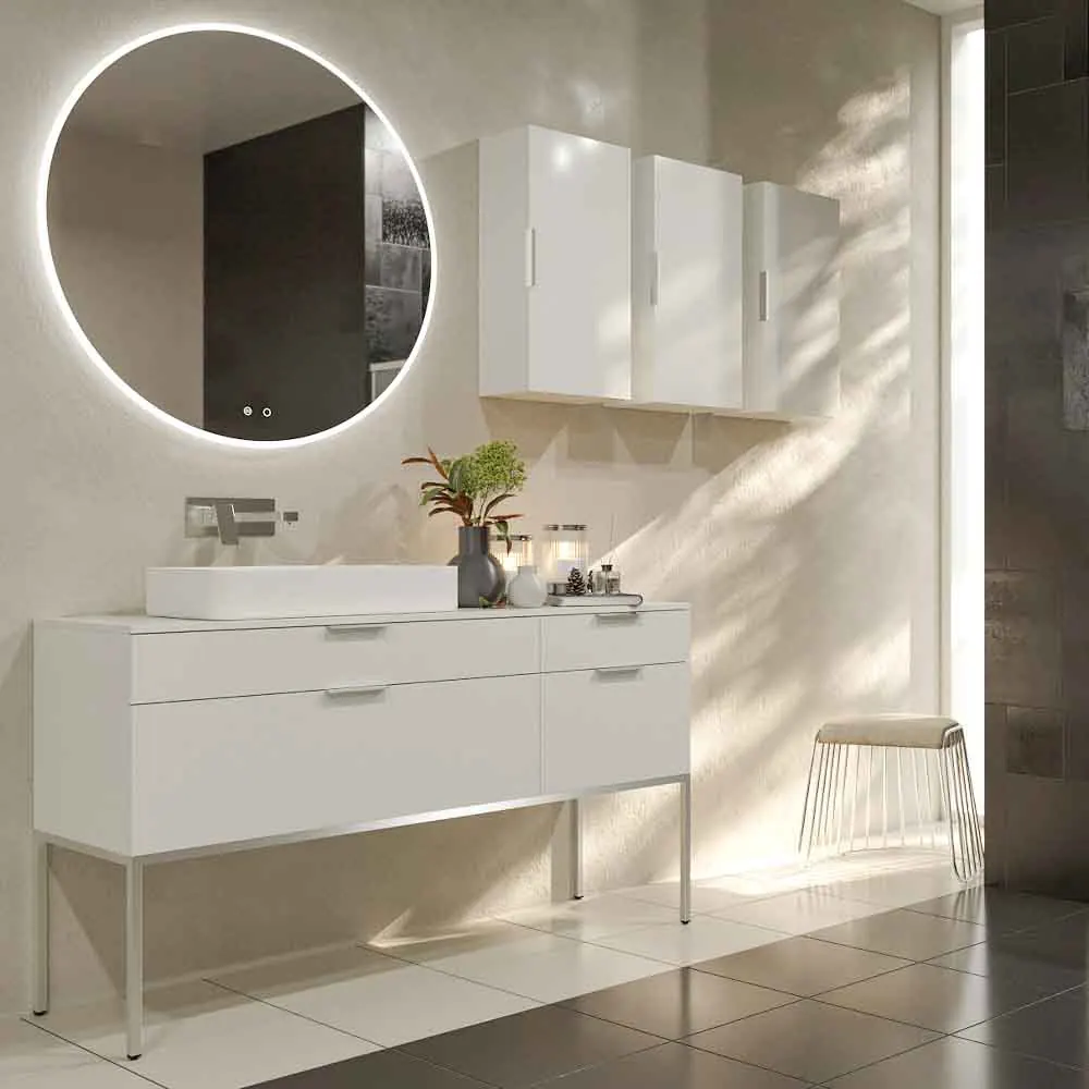 Mobile bagno ELLA con gambe 4 cassetti finitura BIANCO