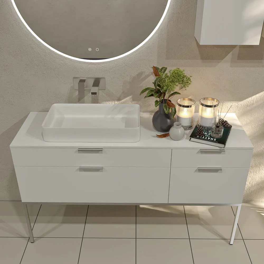 Mobile bagno ELLA con gambe 4 cassetti finitura BIANCO - immagine 4