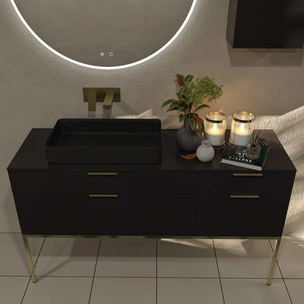 Mobile bagno ELLA con gambe 4 cassetti finitura NERO - immagine 4