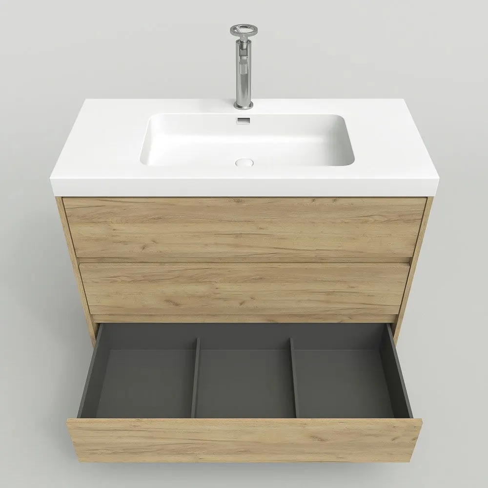 Mobile bagno con gambe 3 cassetti finitura CARMEN ROVERE CHIARO - immagine 6