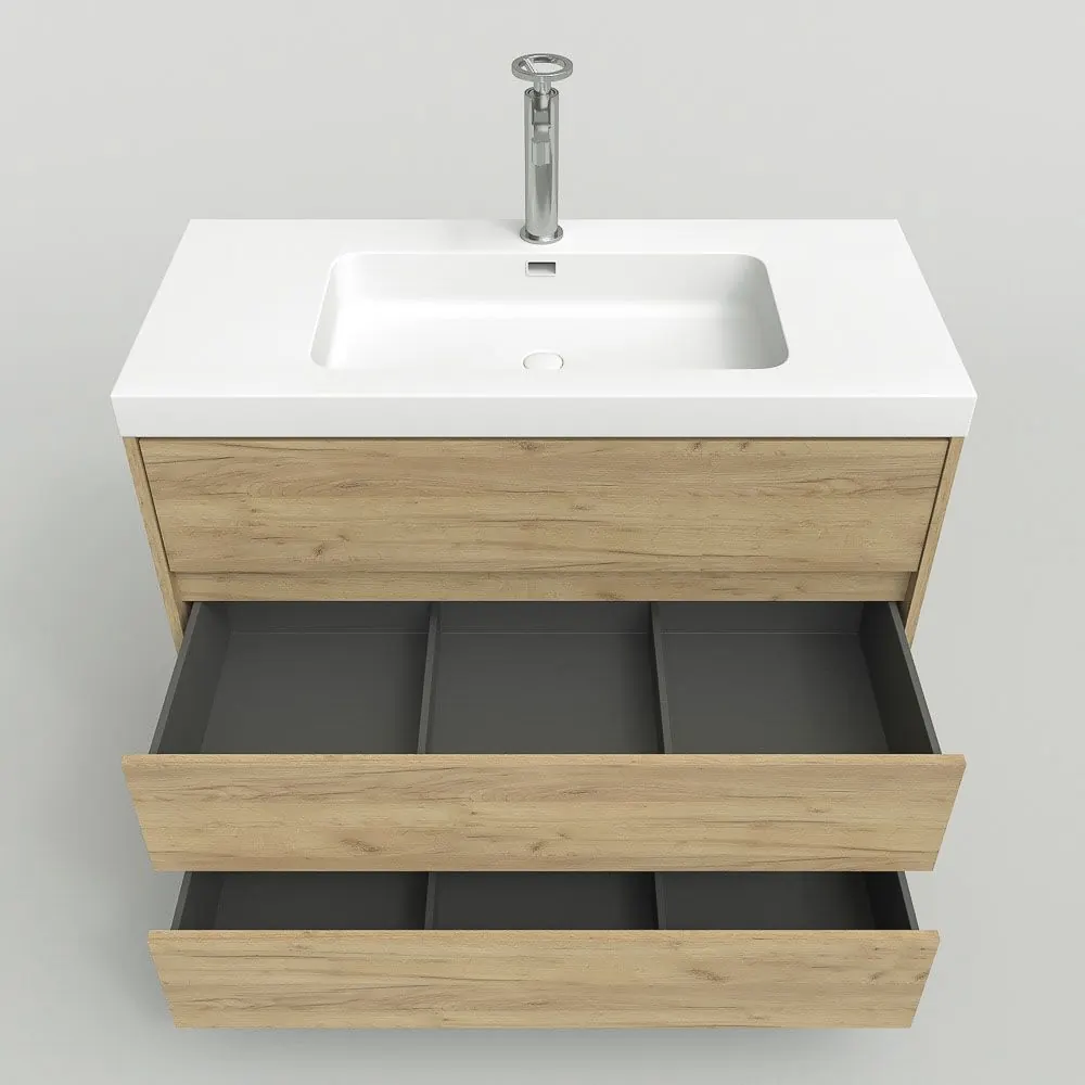Mobile bagno con gambe 3 cassetti finitura CARMEN ROVERE CHIARO - immagine 5