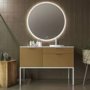 Mobile da bagno ELLA con gambe 2 cassetti - 1 anta finitura ARCILLA