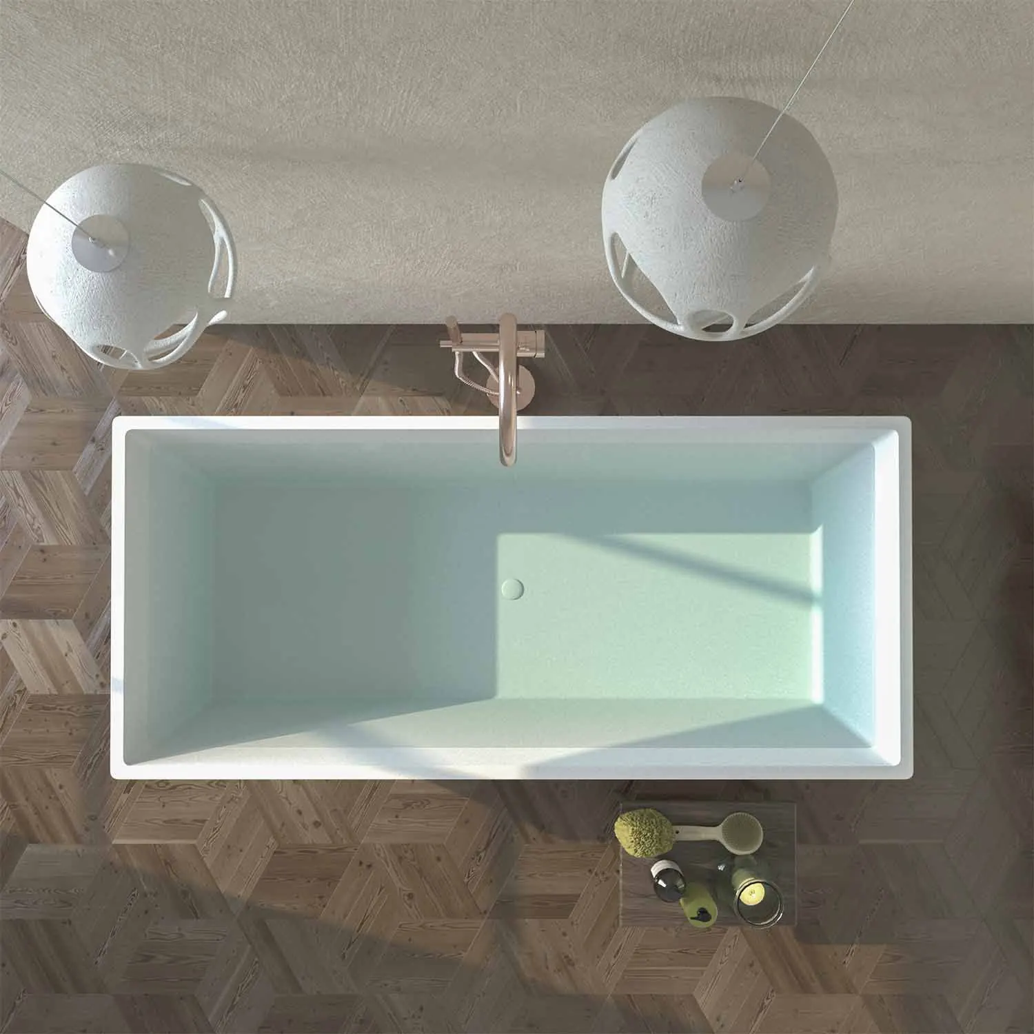 Vasca freestanding ANNA rettangolare solid surface 175×79.5 cm - immagine 3