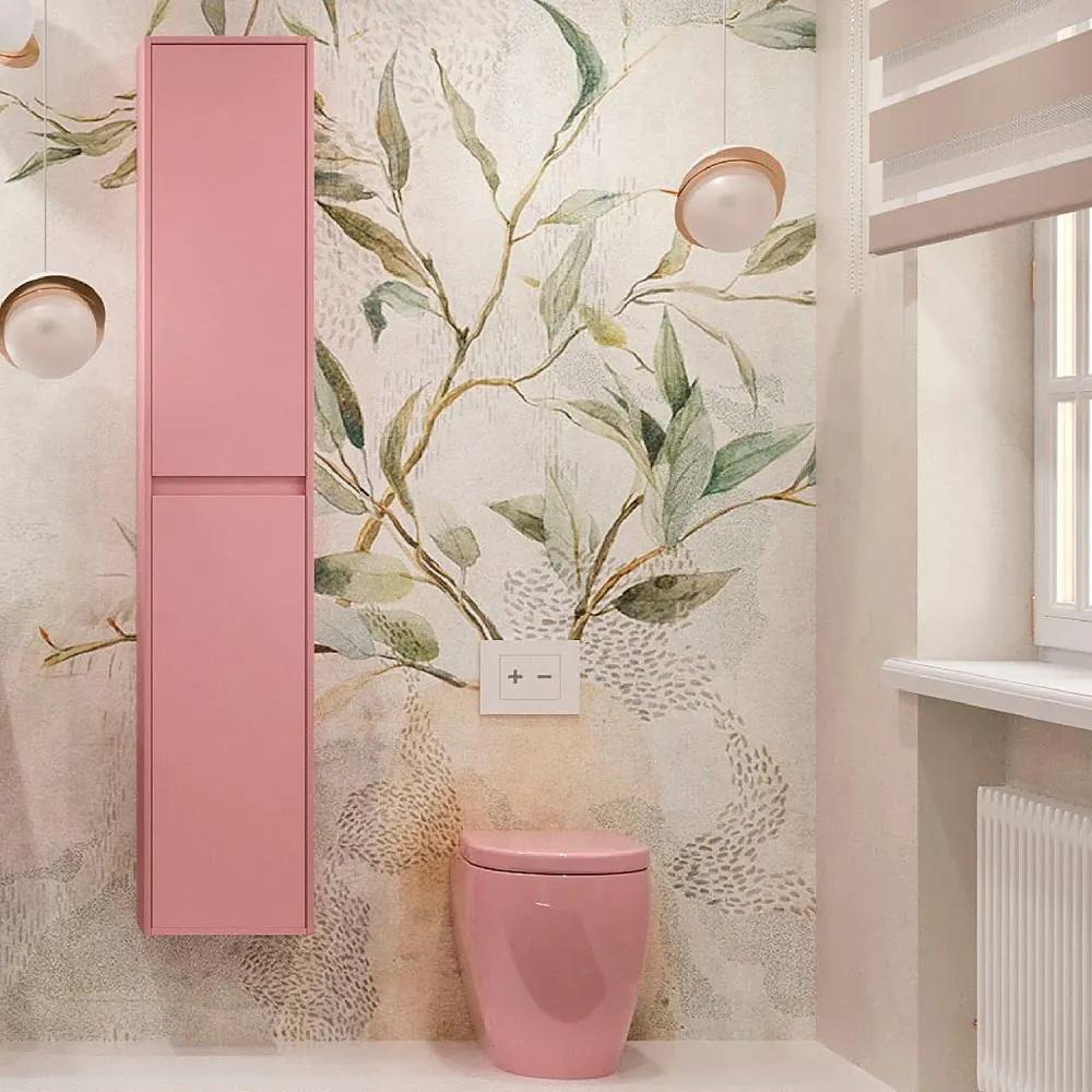 Colonna bagno 2 ante sospesa 185 cm x 35 cm x 25 cm finitura PALO PINK