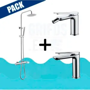 Pack asta doccia cromata + rubinetto lavabo + rubinetto bidet – DINAMARCA VAROBATH