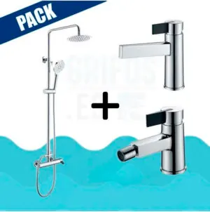 Pack asta doccia cromata + rubinetto lavabo + rubinetto bidet – ELBA VAROBATH