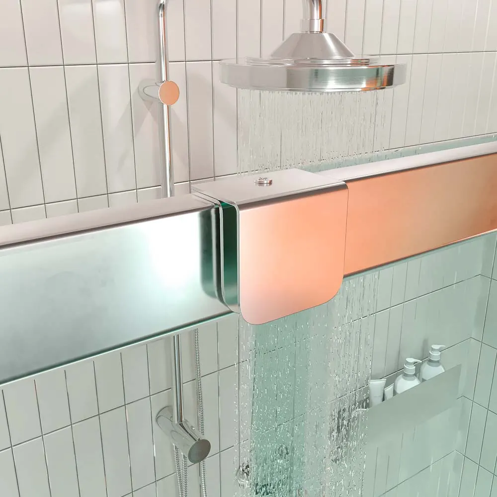 Pannello doccia frontale AXER 1 fisso +1 anta scorrevole centrale + 1 fisso Vetro 6 mm. sicurezza temperata. ACCIAIO INOSSIDABILE - immagine 5