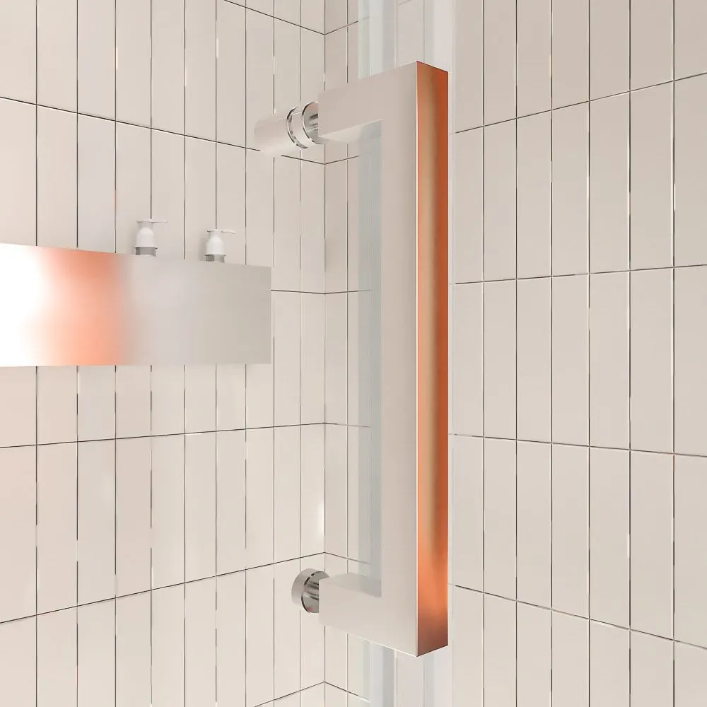 Pannello doccia frontale AXER 1 fisso +1 anta scorrevole centrale + 1 fisso Vetro 6 mm. sicurezza temperata. ACCIAIO INOSSIDABILE - immagine 6