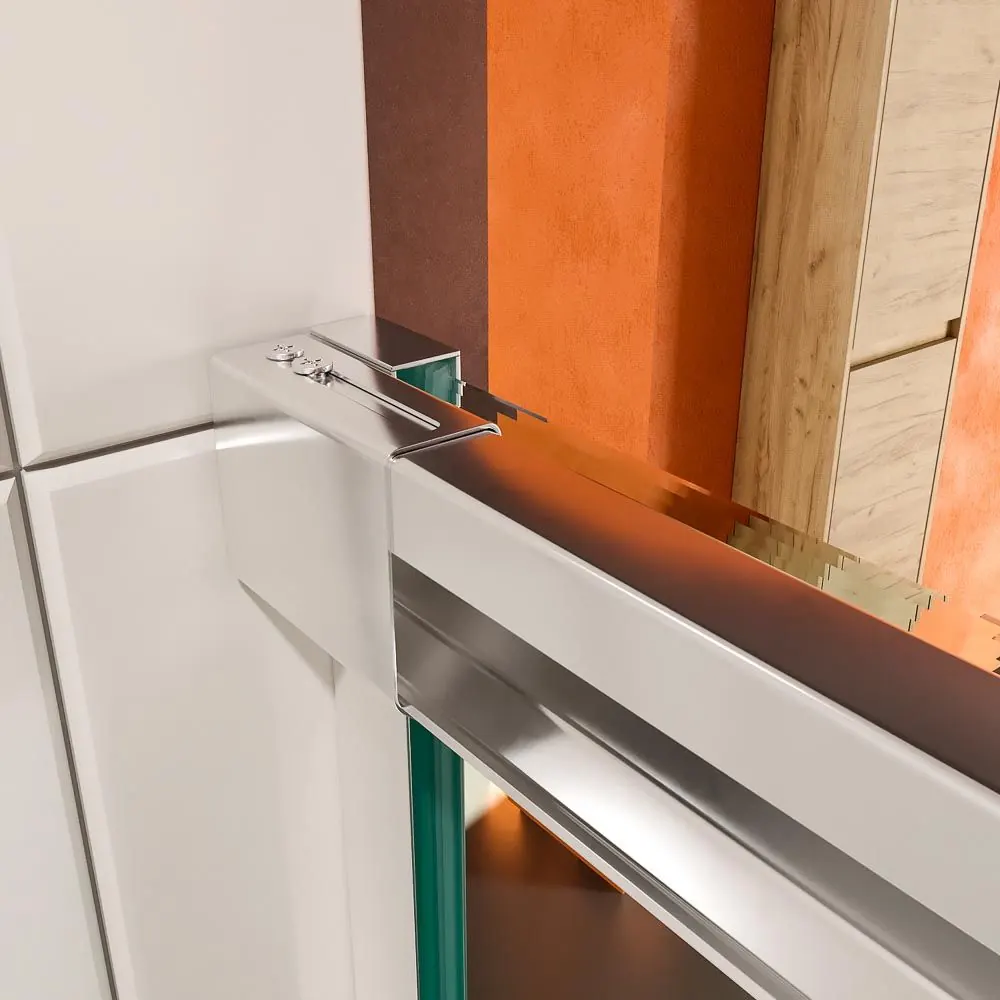 Pannello doccia frontale AXER 1 fisso +1 anta scorrevole centrale + 1 fisso Vetro 6 mm. sicurezza temperata. ACCIAIO INOSSIDABILE - immagine 7