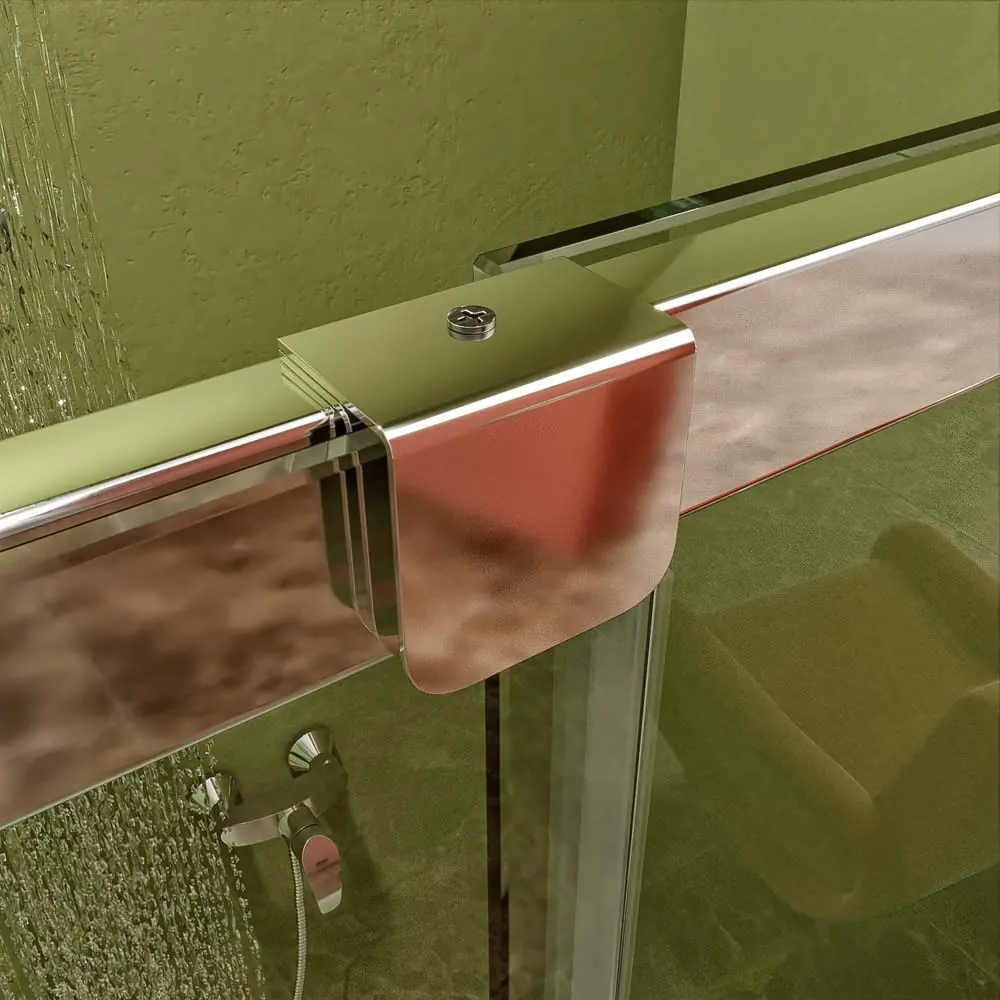 Parete doccia frontale AXER 1 fissa – 1 scorrevole anta in vetro 6 mm. ACCIAIO INOSSIDABILE - immagine 3
