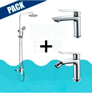 Pack asta doccia cromata + rubinetto lavabo + rubinetto bidet – LUXOR VAROBATH