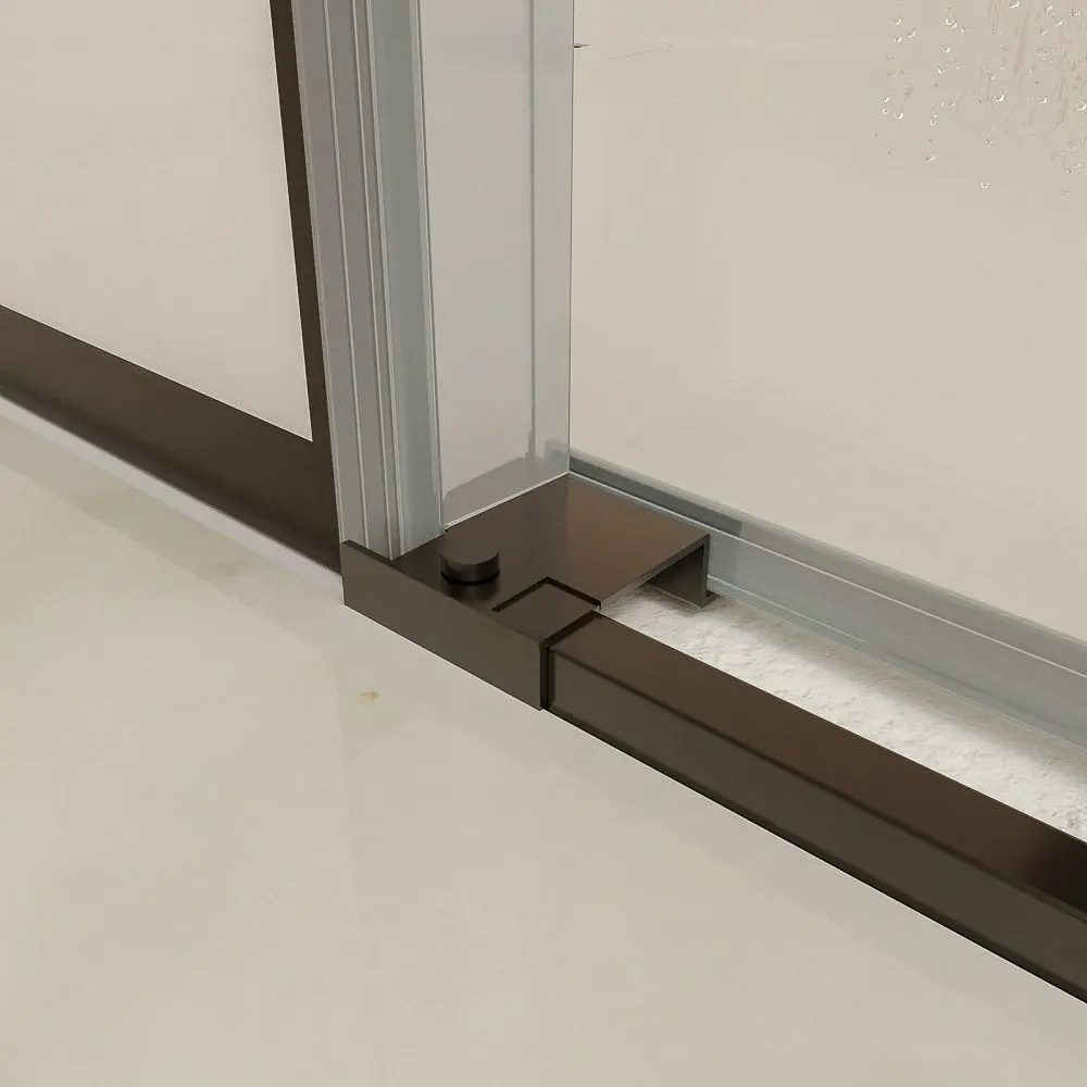 Parete doccia frontale AXER 1 fissa – 1 scorrevole anta in vetro 6 mm. SOHO decorazione industriale. Acciaio inossidabile NERO OPACO - immagine 7