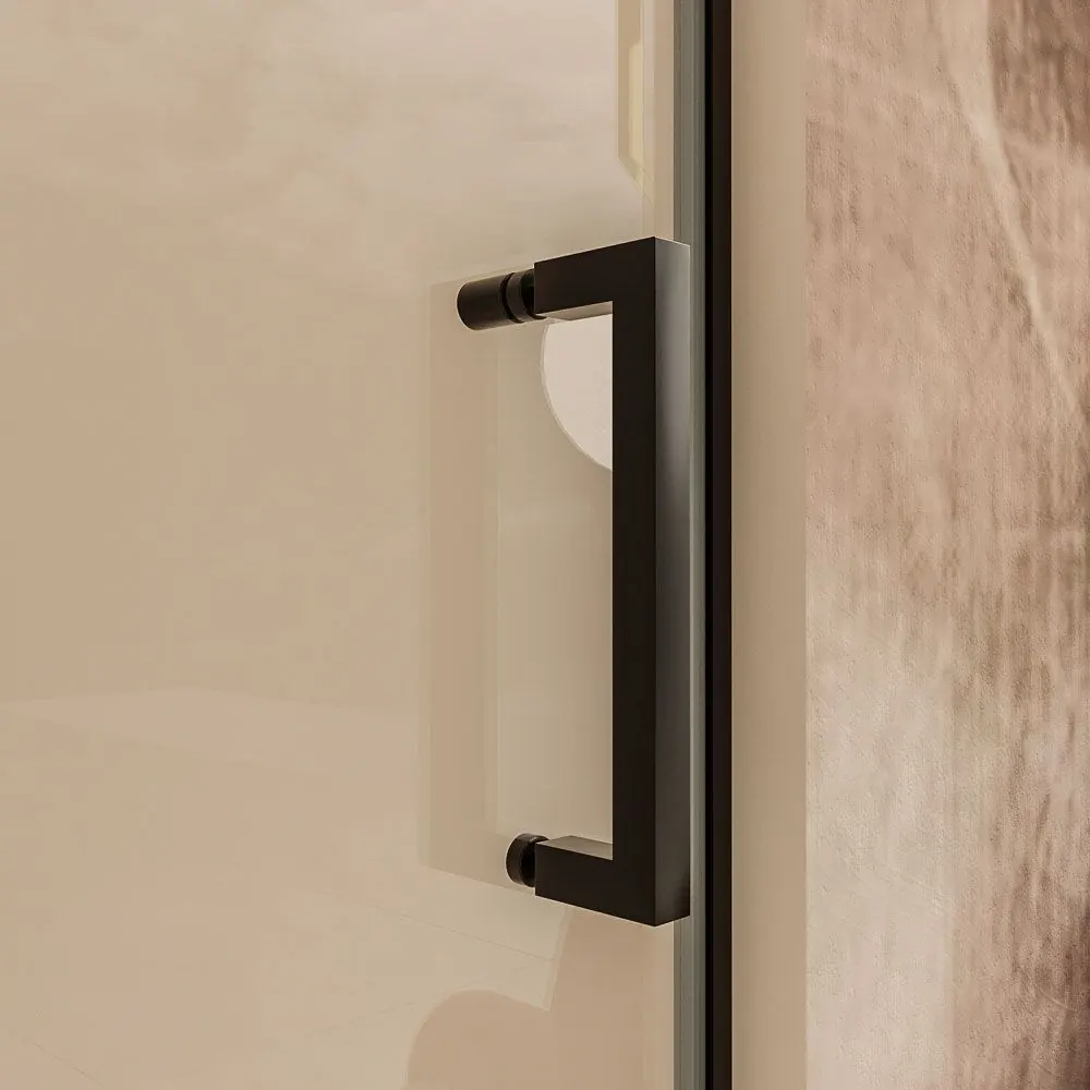 Parete doccia frontale AXER 1 fissa – 1 scorrevole anta in vetro 6 mm. SOHO decorazione industriale. Acciaio inossidabile NERO OPACO - immagine 6