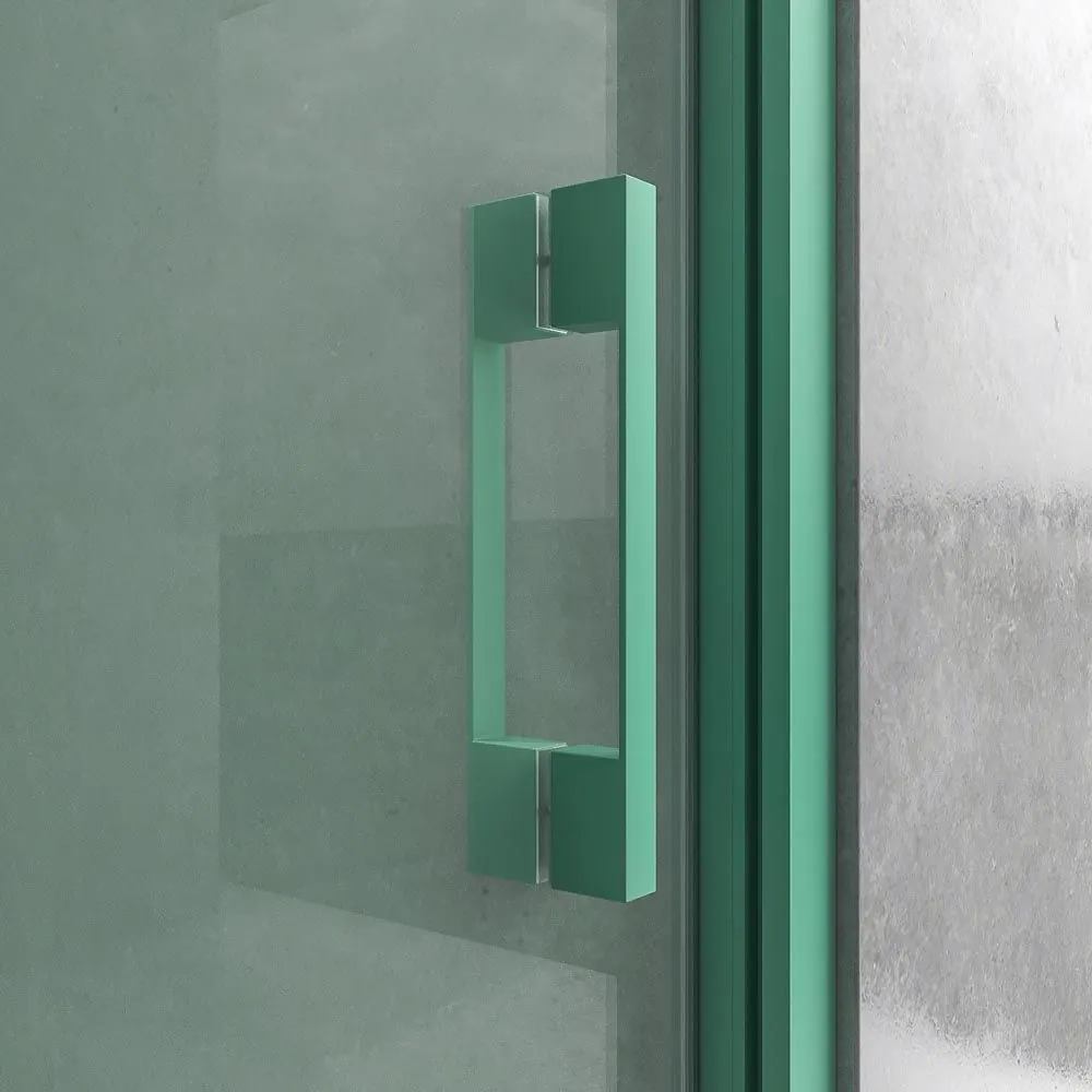 Parete frontale fissa LINEA1 - 1 anta scorrevole. Nessun profilo inferiore. Finitura VERDE PATINA - immagine 3