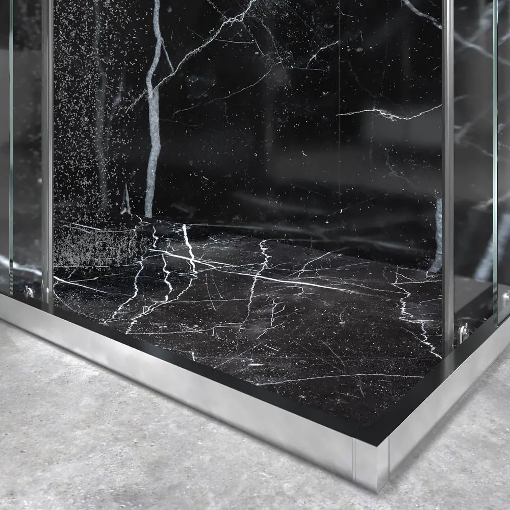 Paradoccia rettangolare FRAME apertura angolare 2 fisse-2 ante scorrevoli. Vetro di sicurezza temperato da 6 mm. Finitura CROMO LUMINOSO - immagine 3