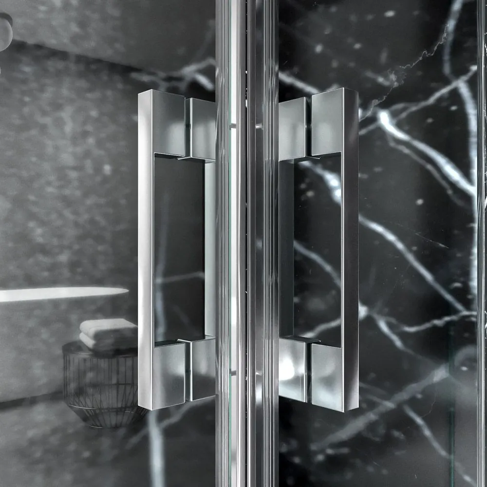 Paradoccia rettangolare FRAME apertura angolare 2 fisse-2 ante scorrevoli. Vetro di sicurezza temperato da 6 mm. Finitura CROMO LUMINOSO - immagine 7