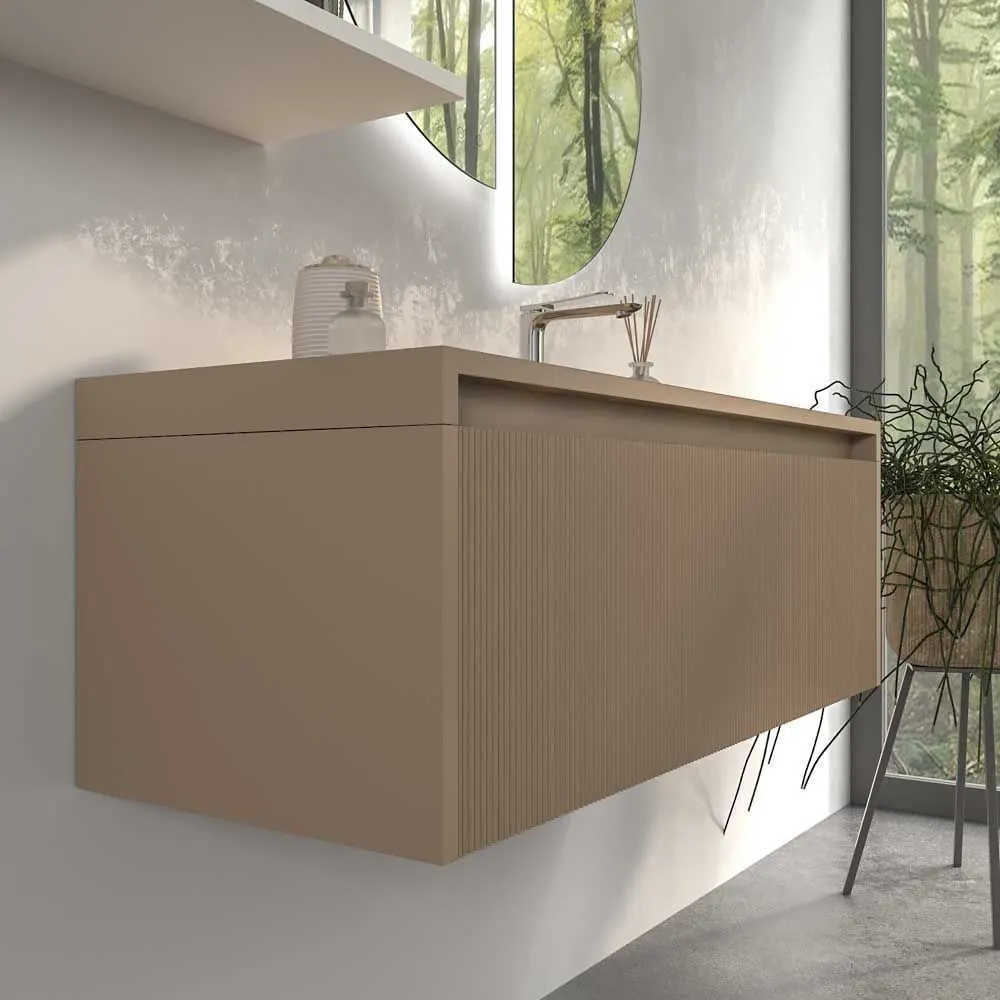 Mobile bagno sospeso BINARIO con 2 cassetti, finitura MOKA - immagine 5