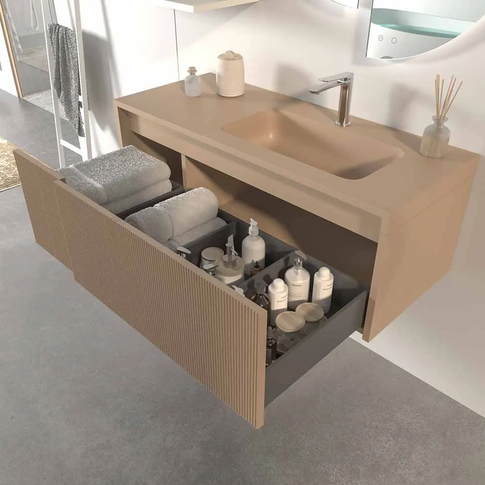 Mobile bagno sospeso BINARIO con 2 cassetti, finitura MOKA - immagine 3