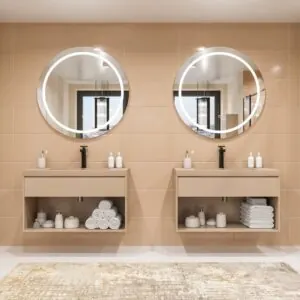 Mobile bagno sospeso 1 cassetto / 1 nicchia CARMEN con lavabo in resina finitura MOKA