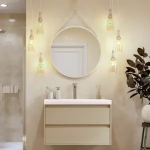 Mobile bagno sospeso 2 cassetti CARMEN con lavabo in resina finitura MOKA
