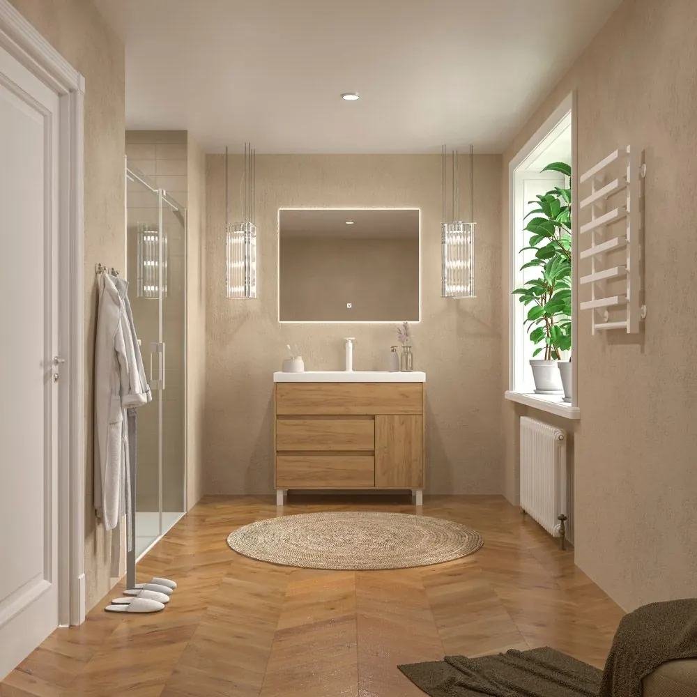 Mobile bagno con gambe 3 cassetti / 1 anta finitura ROVERE CHIARO CARMEN - immagine 3