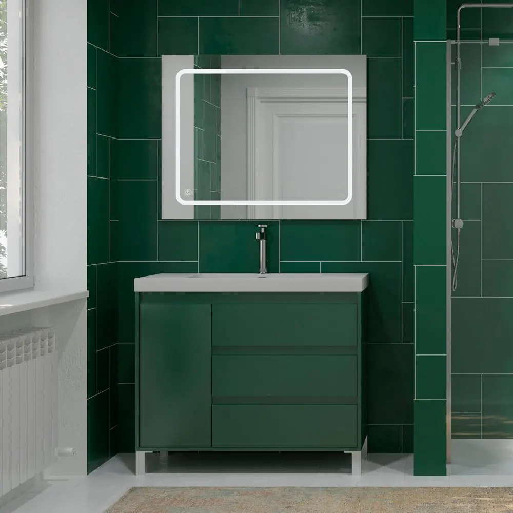 Mobile bagno con gambe 3 cassetti / 1 anta finitura CARMEN OLIVE GREEN - immagine 2