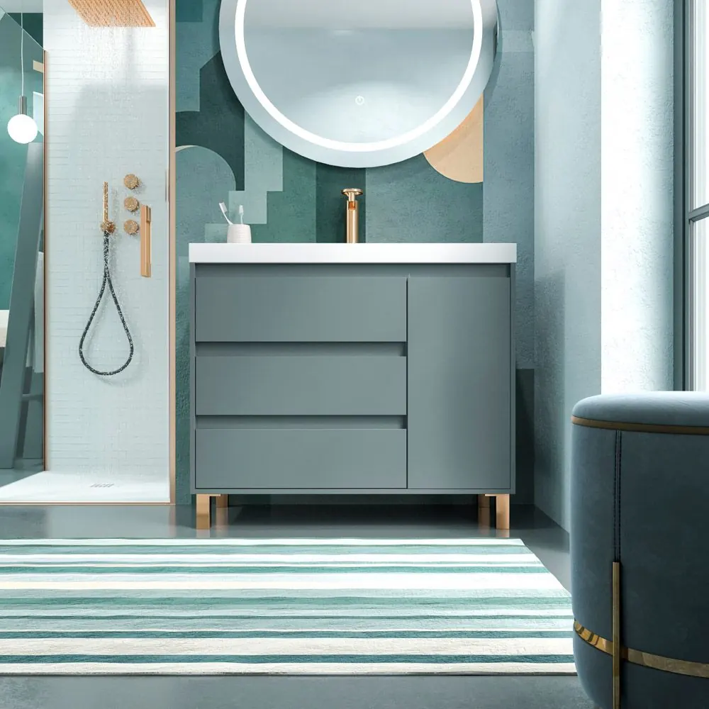Mobile bagno con gambe 3 cassetti / 1 anta finitura CARMEN GRAFITO - immagine 3