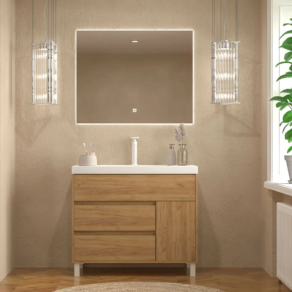 Mobile bagno con gambe 3 cassetti / 1 anta finitura ROVERE CHIARO CARMEN