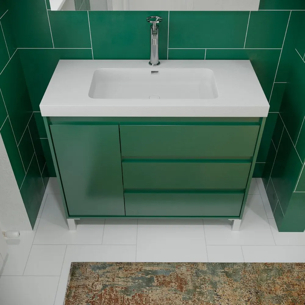 Mobile bagno con gambe 3 cassetti / 1 anta finitura CARMEN OLIVE GREEN - immagine 4