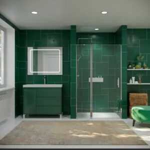 Mobile bagno con gambe 3 cassetti / 1 anta finitura CARMEN OLIVE GREEN