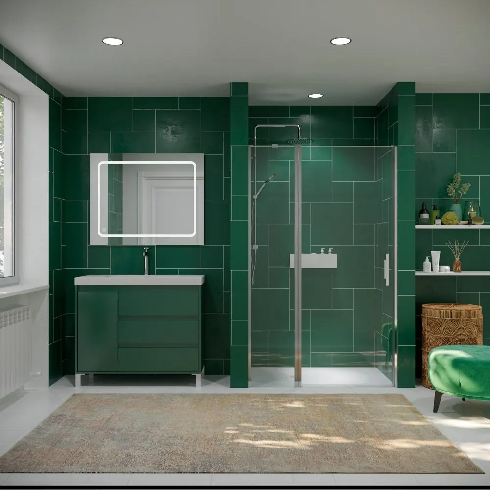 Mobile bagno con gambe 3 cassetti / 1 anta finitura CARMEN OLIVE GREEN