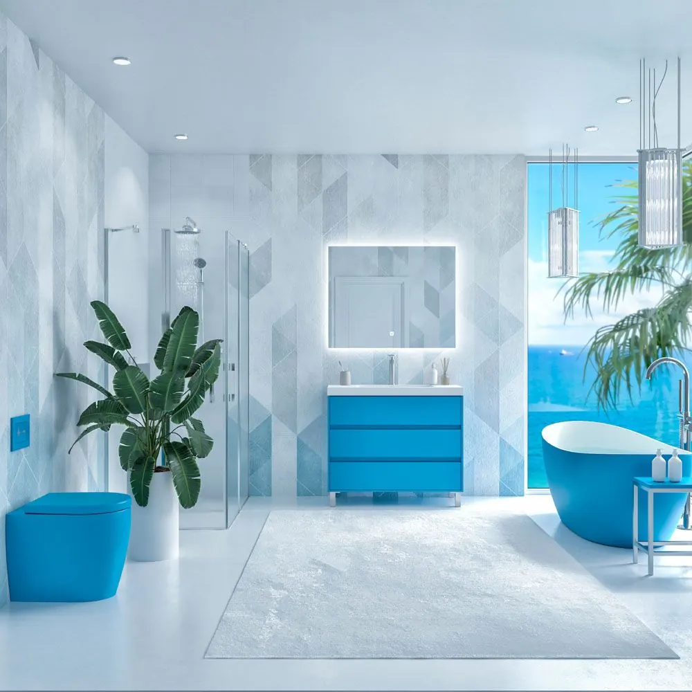 Mobile bagno con gambe 3 cassetti CARMEN finitura AZZURRO - immagine 4
