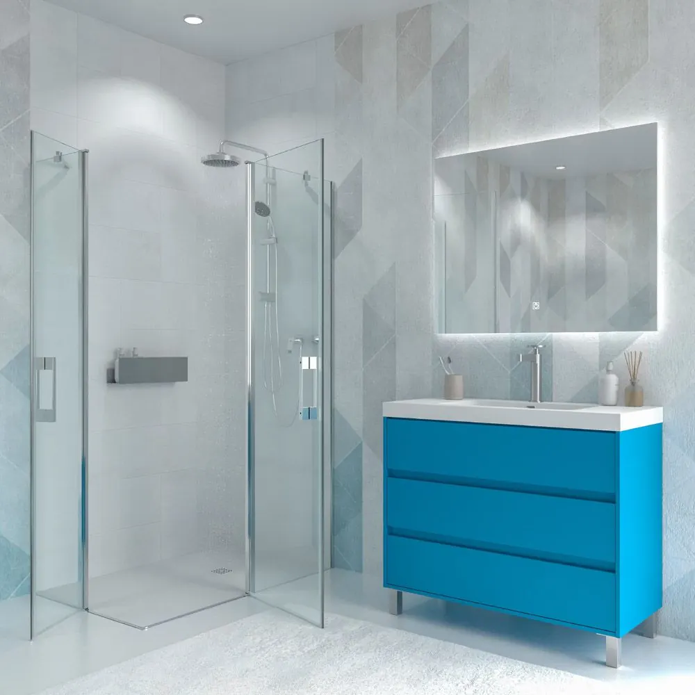 Mobile bagno con gambe 3 cassetti CARMEN finitura AZZURRO