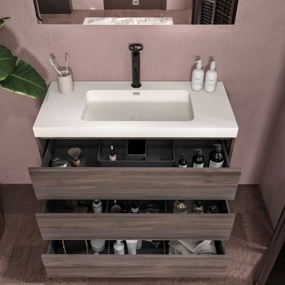 Mobile bagno con gambe 3 cassetti CARMEN OLMO finitura WABI - immagine 3