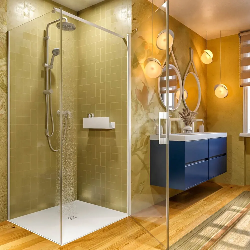Mobile bagno sospeso cm 120 4 cassetti CARMEN con doppio lavabo 2 lavelli resina finitura BLU COBALTO - immagine 5