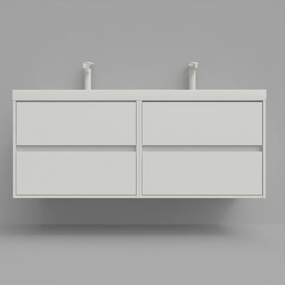 Mobile bagno sospeso cm 120 4 cassetti CARMEN con doppio lavabo 2 lavelli resina finitura BLU COBALTO - immagine 10