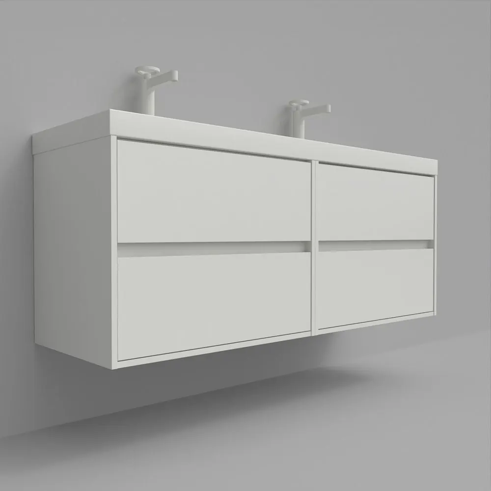 Mobile bagno sospeso cm 120 4 cassetti CARMEN con doppio lavabo 2 lavelli resina finitura BLU COBALTO - immagine 8
