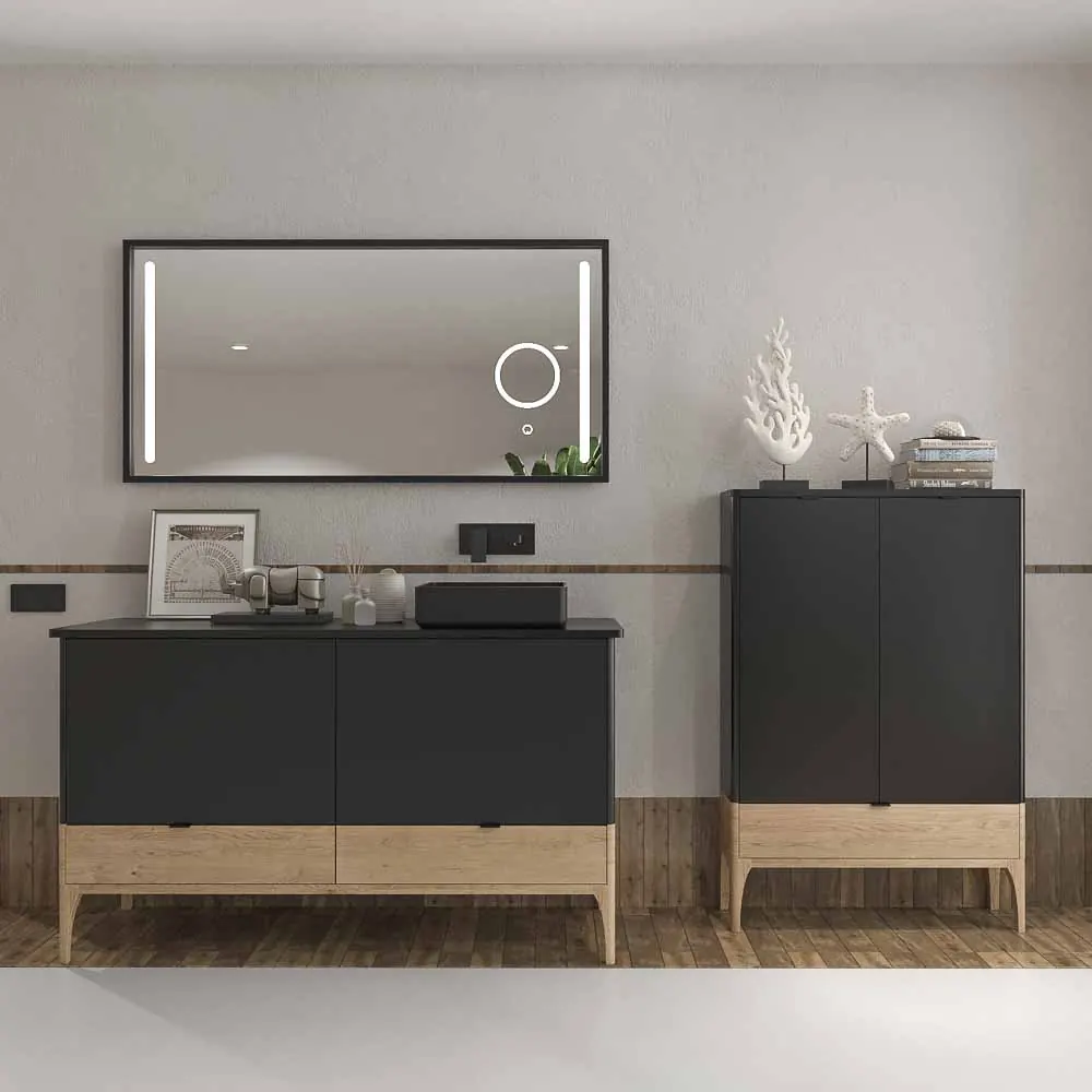 Mobile bagno VICENT con gambe 4 cassetti Piano in Solid Surface con lavabo SATET