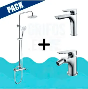 Pack asta doccia cromata + rubinetto lavabo + rubinetto bidet – NASSAU VAROBATH