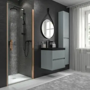 Mobile bagno sospeso 2 cassetti CARMEN con lavabo in resina finitura GRIGIO CEMENTO