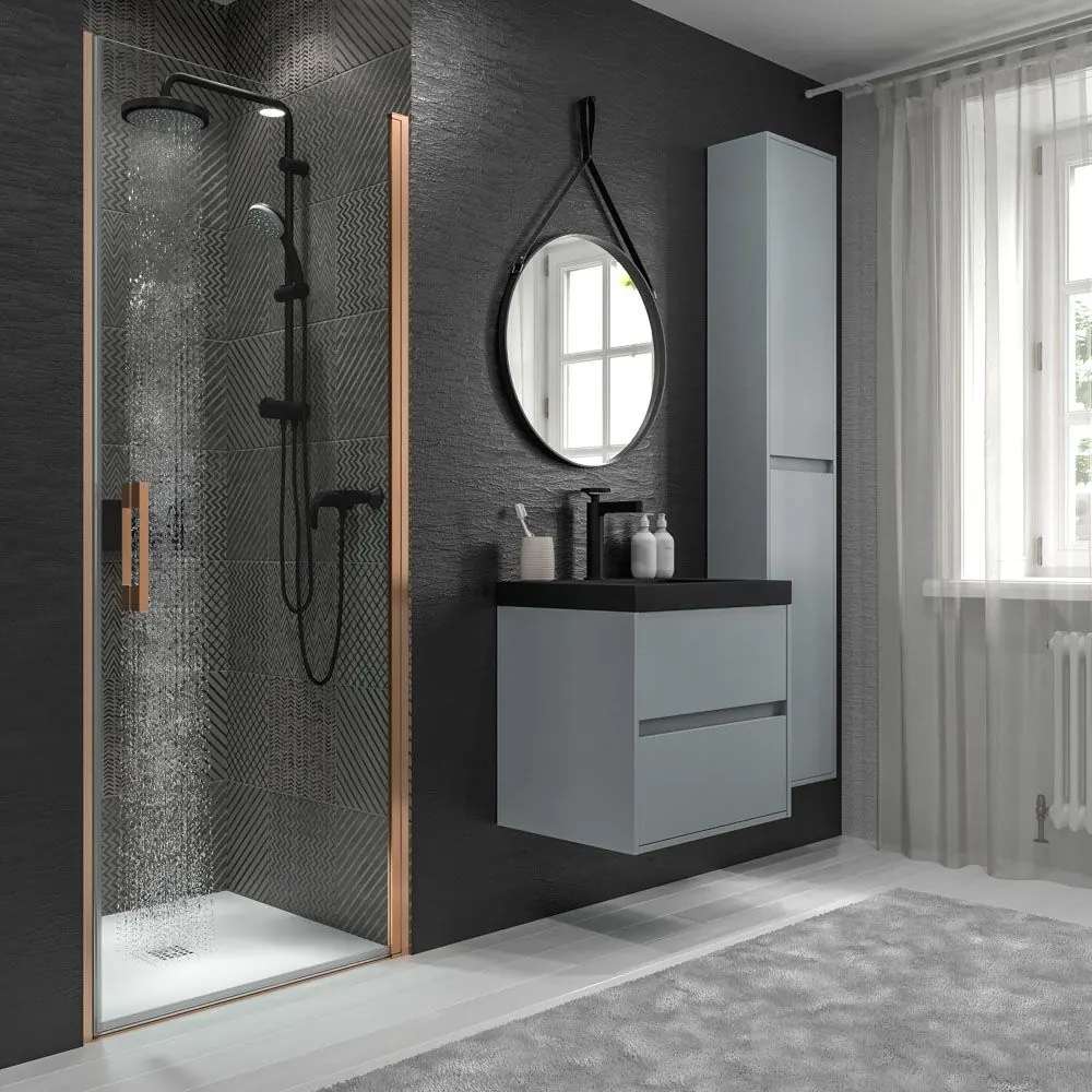 Mobile bagno sospeso 2 cassetti CARMEN con lavabo in resina finitura GRIGIO CEMENTO