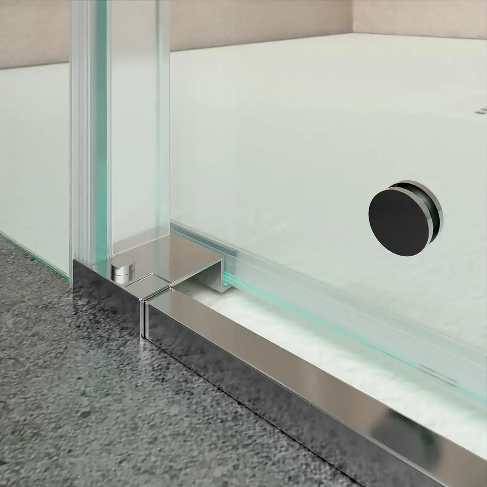 AXER parete doccia rettangolare 2 fissa – 2 ante scorrevoli in vetro 6 mm. ACCIAIO INOSSIDABILE - immagine 5