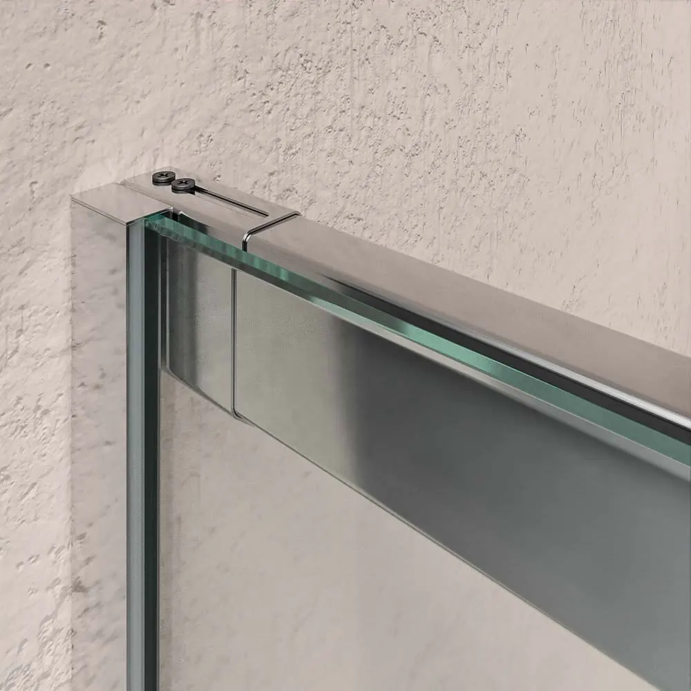 AXER parete doccia quadrata 2 fissa – 2 ante scorrevoli in vetro 6 mm. ACCIAIO INOSSIDABILE - immagine 5